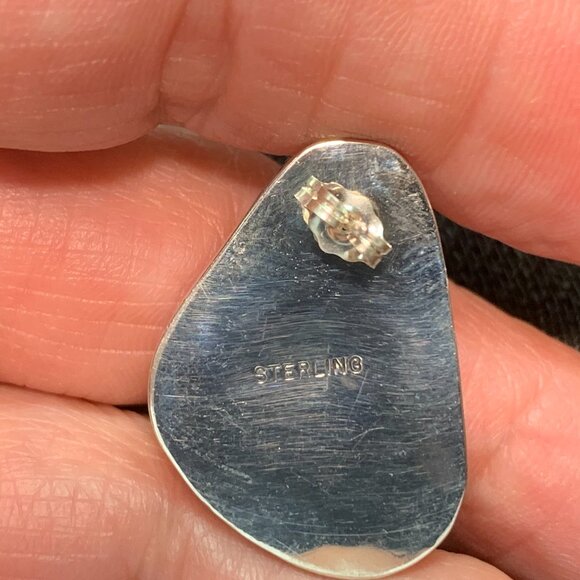 Navajo Turquoise Sterling Silver Earrings Sharon McCarthy Native American Indian - Picture 6 of 6